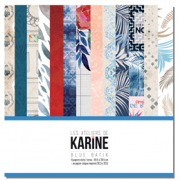 Blue Batik Pack 6 papiers imprimés + 1calque