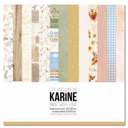 Made With Love Pack 6 papiers imprimés + 1 calque